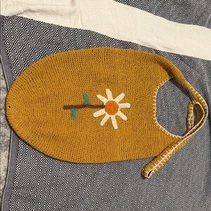 Yellow Crochet Bag With Flower